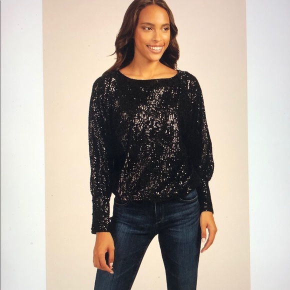 Trina Turk Tops - TRINA TURK Sprite Black Sequin Blouse Size S